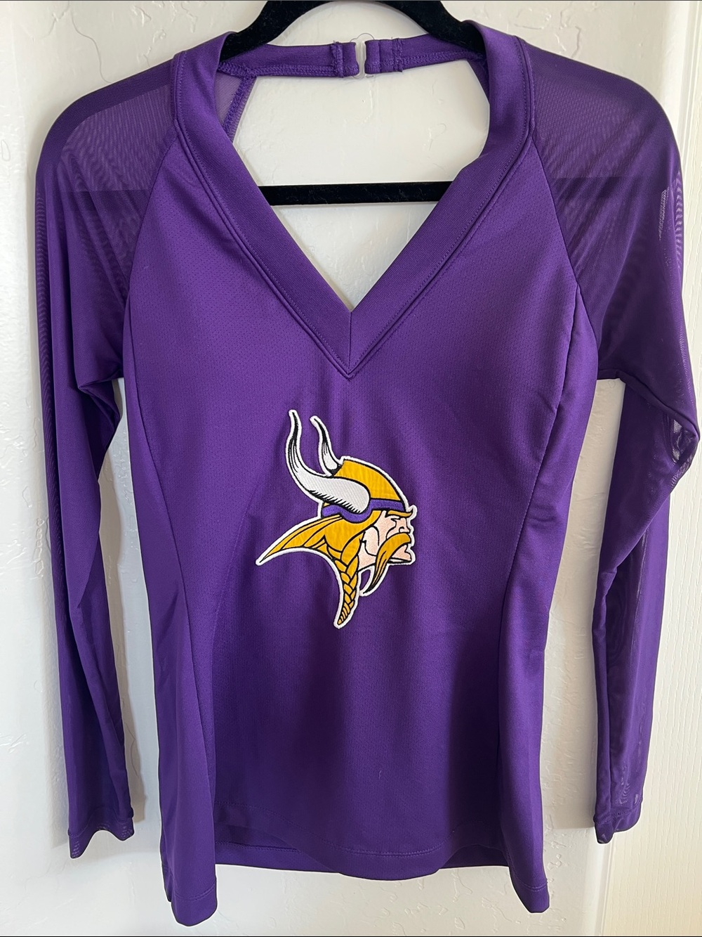 Minnesota Vikings Purple V-Neck Women's Long sleeve Top with NFL Team apparel
